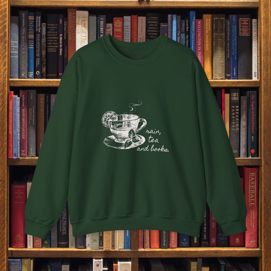Rain, Tea, Books, Sweatshirt