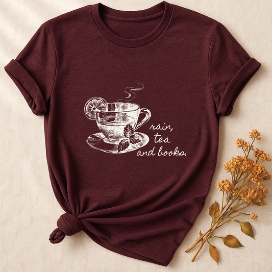 Rain, Tea And Books, T-Shirt
