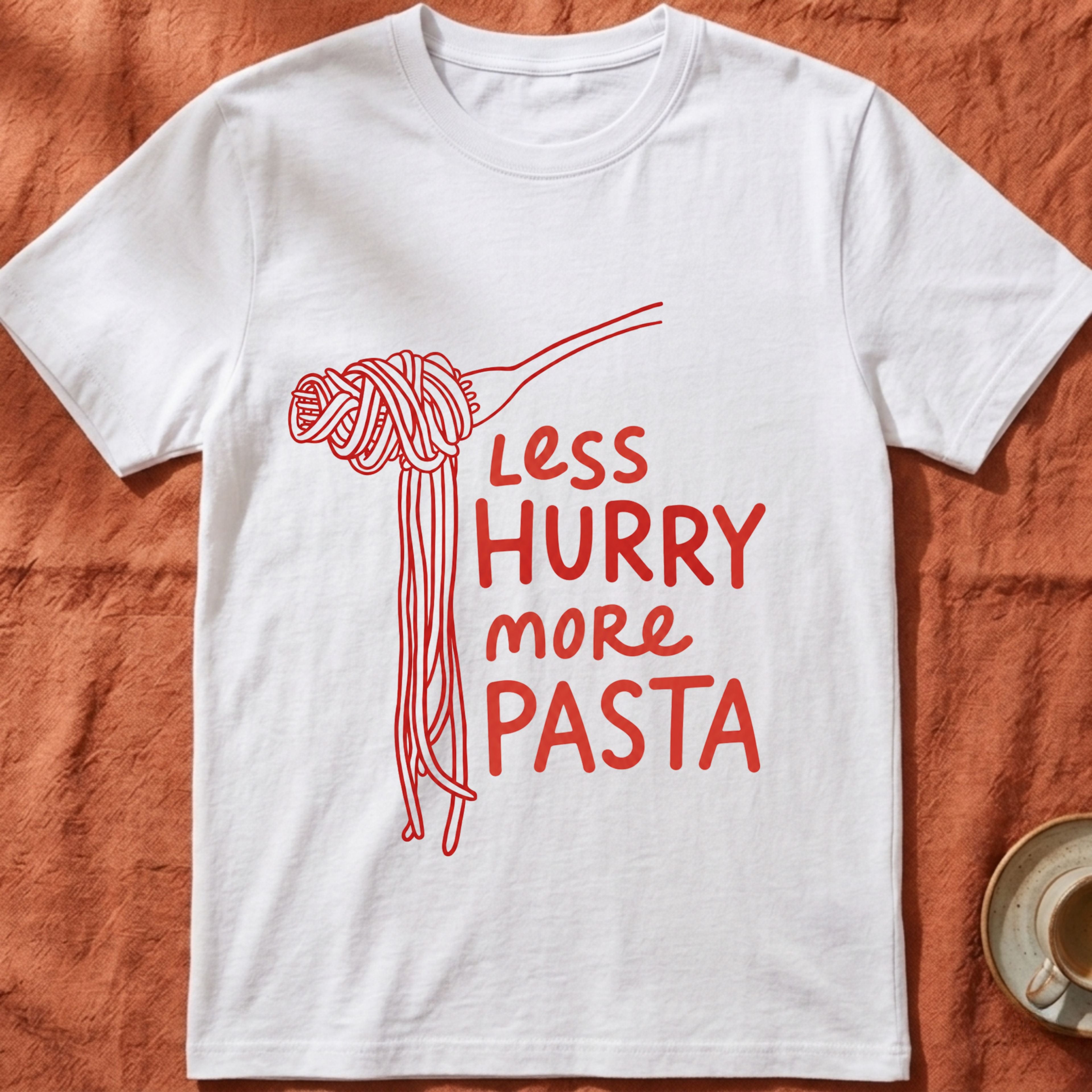 Less Hurry More Pasta — Slow Living T-Shirt