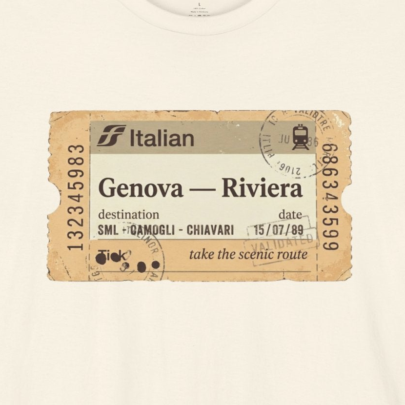 Riviera Train Ticket — Italian T-Shirt